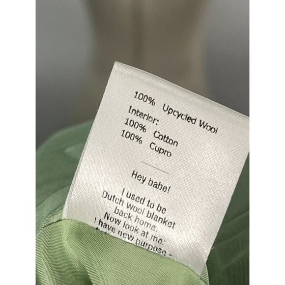 MASHA MARIA Sz S Small Upcycled Wool Coat Jacket Teal Yellow - Picture 3 of 7